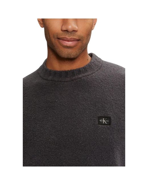 Calvin Klein Black Gray Cotton Sweater for men