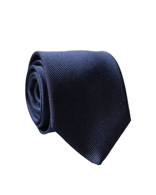 Dolce & Gabbana Navy Blue Solid 100% Silk Adjustable Men Necktie Tie for men