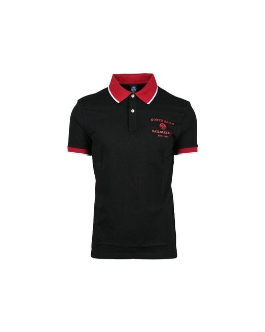 North Sails Black Cotton Polo Shirt for men