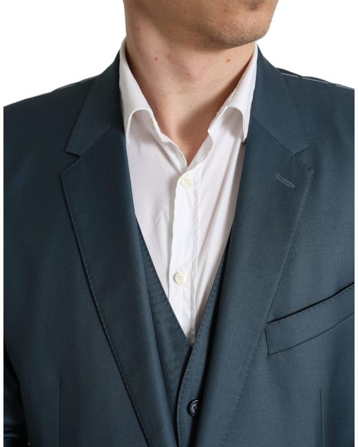 Dolce & Gabbana Blue Green Single Breasted 2 Piece Martini Suit for men