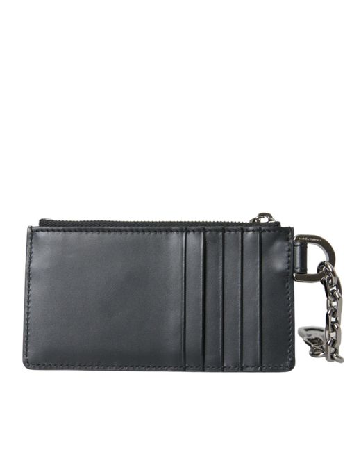 Dolce & Gabbana Black Calfskin Leather Dg Logo Card Holder Wallet for men