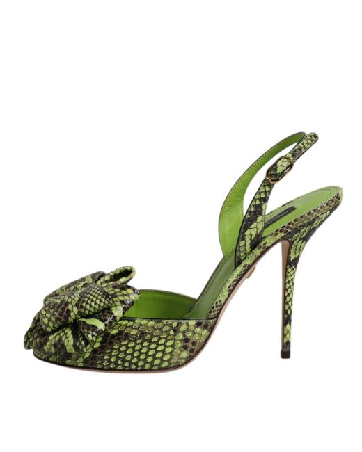Dolce & Gabbana Green Python Leather Heels Sandals Shoes for men