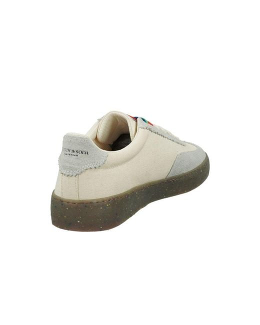 Scotch & Soda White Linen Low Top Sneakers for men