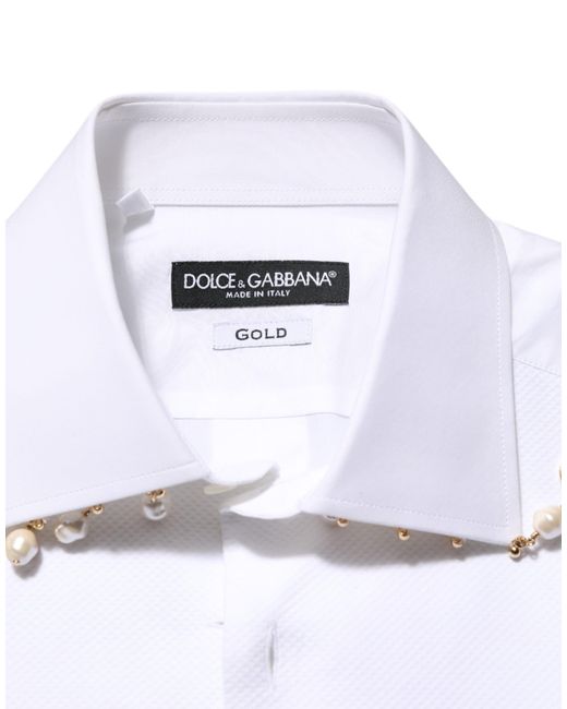 gold halston dress White & Gold Crown Mason Shirt – Angelo Galasso