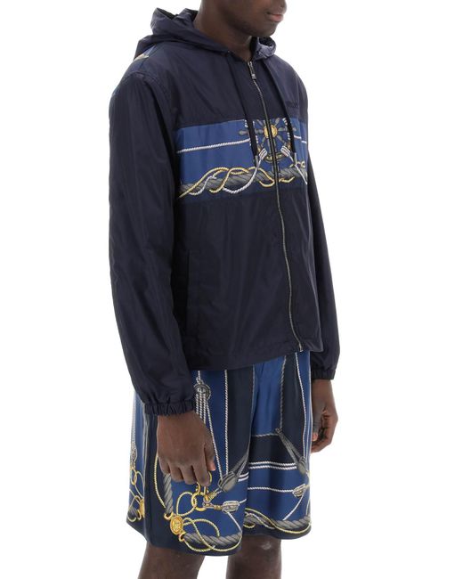 Versace Blue Nautical Hooded Jacket for men