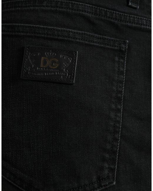 Dolce & Gabbana Black Cotton Stretch Bermuda Denim Shorts for men