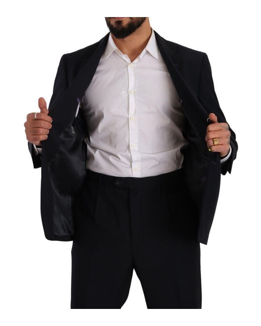 Domenico Tagliente Black Polyester Single Breasted Formal Suit for men
