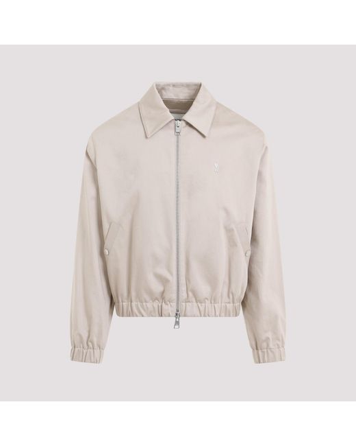 AMI Natural Light Beige Adc Zipped Cotton Jacket for men