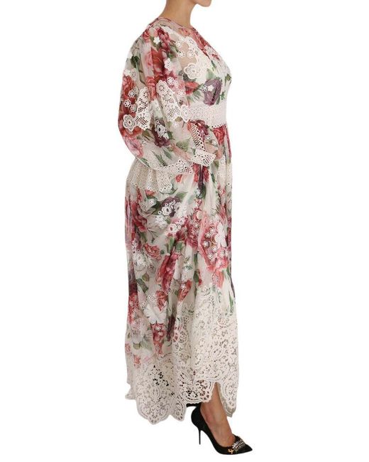 Dolce & Gabbana Multicolor Floral Silk Maxi A-line Shift Dress