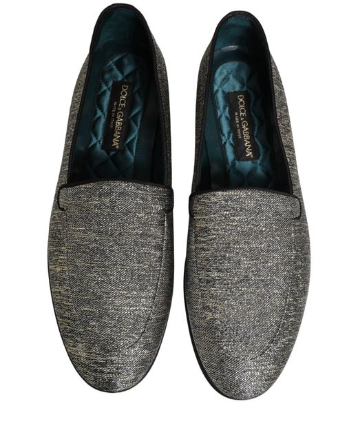 Dolce & Gabbana Gray Lurex Glitter Men Dress Loafers Shoes for men