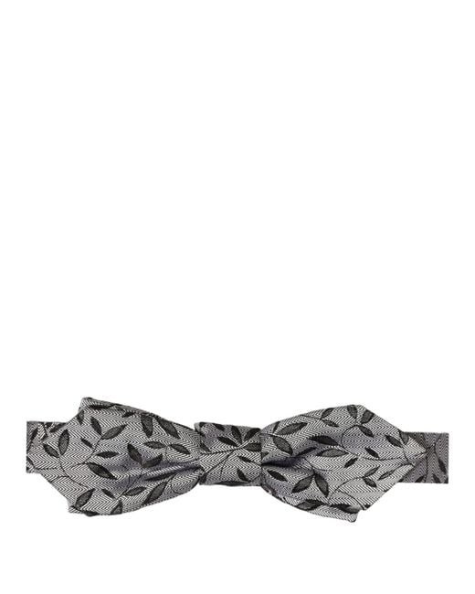 Dolce & Gabbana Men Gray Abstract Silk Adjustable Neck Papillon Bow Tie for men