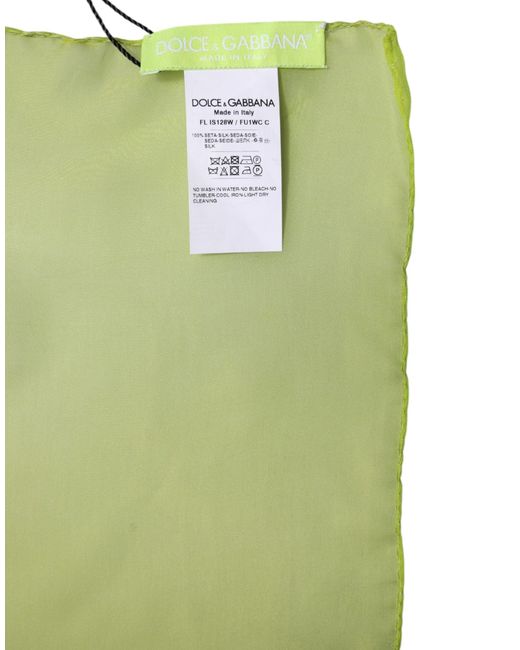 Dolce & Gabbana Green Silk Rectangle Wrap Shawl Neck Warmer Scarf