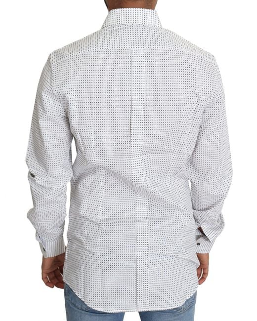 Dolce & Gabbana Gray Polka Dots Dress Shirt for men