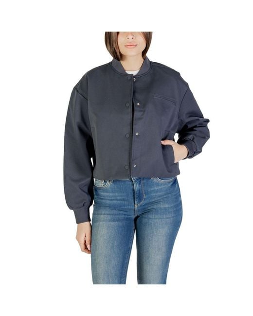 Calvin Klein Blue Gray Recycled Polyester Jackets & Coat