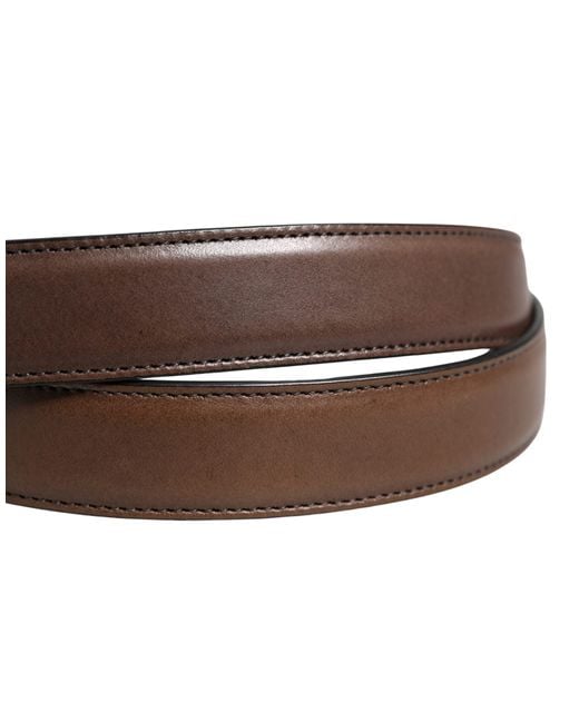 Dolce & Gabbana Brown Classic Leather Metal Buckle Belt Calf for men
