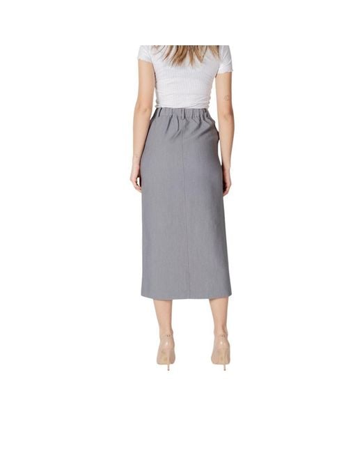 Ichi Gray Polyester Long Skirt