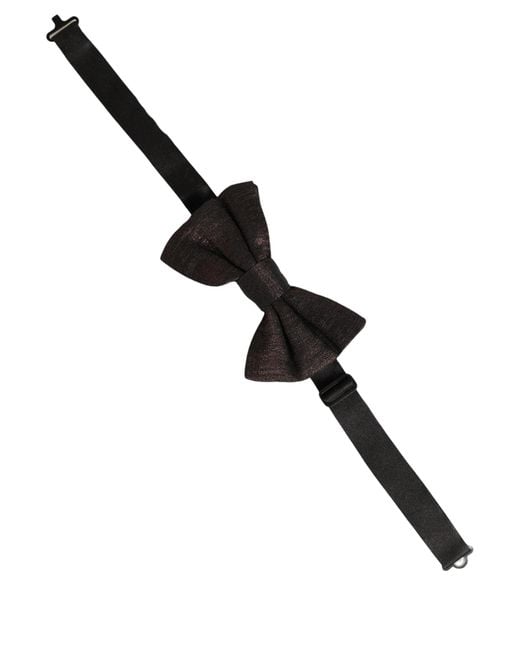 Dolce & Gabbana Black Men Brown 100% Silk Adjustable Neck Papillon Bow Tie for men