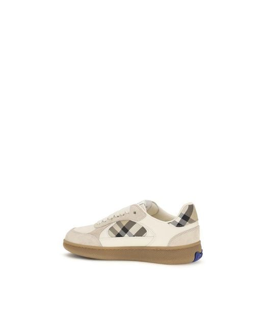 Burberry Natural Beige Calf Leather Bos Taurus Sneakers
