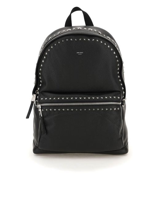 Jimmy Choo Black Leather Backpack With Star Studs for men