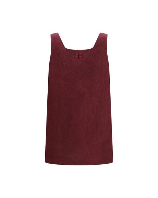 Miu Miu Red Bordeaux Linen Casual Dress