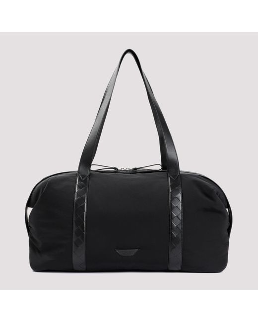 Bottega Veneta Black Silver Weekender Nylon Large Bag for men