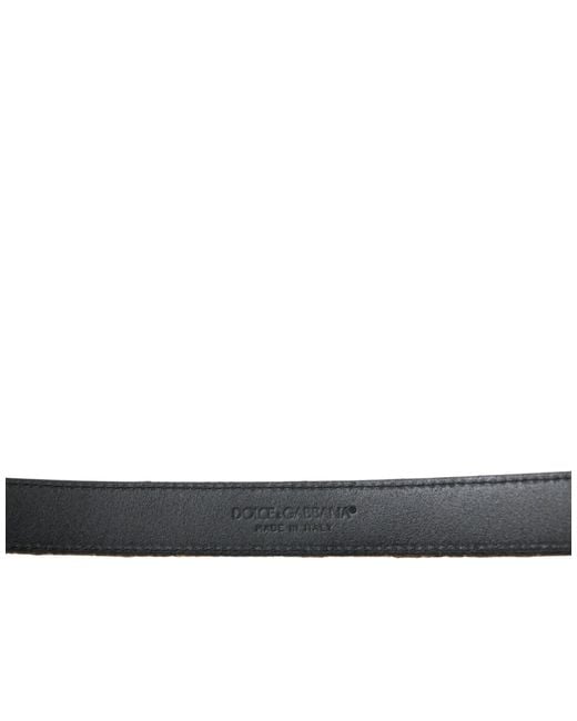 Dolce & Gabbana Brown Leather Jacquard Metal Buckle Belt for men