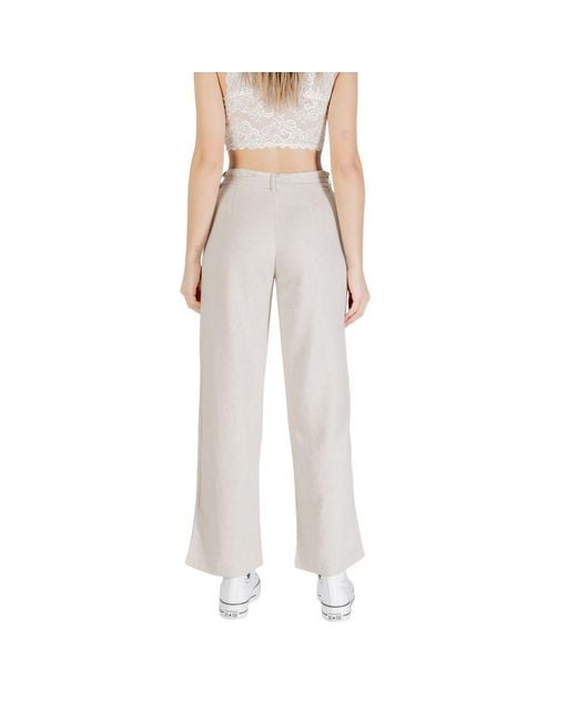 ONLY Multicolor Beige Viscose Casual Pants