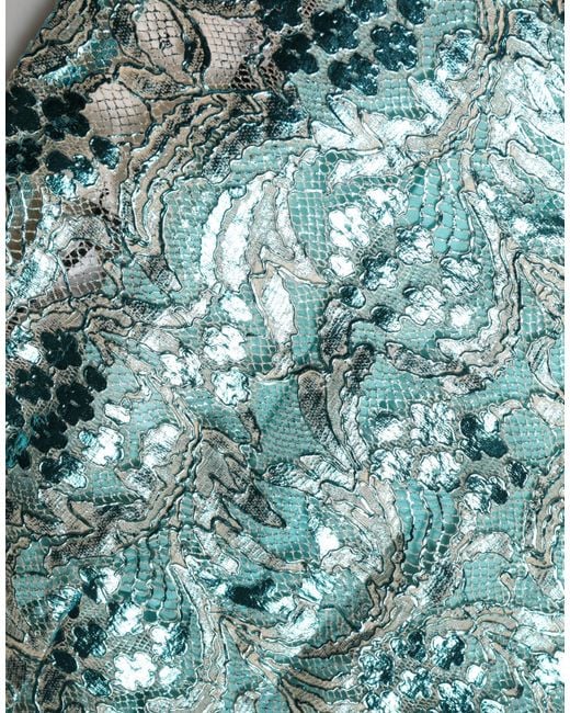 Dolce & Gabbana Green Floral Brocade High Waist Mini Skirt Polyester