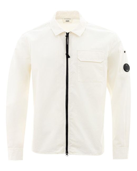 C P Company Natural White Zip Overshirt for men