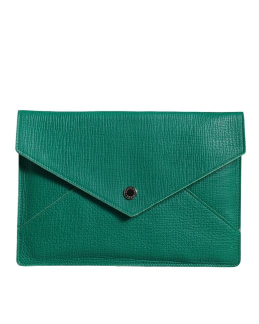 Dolce & Gabbana Green Leather Handbag Clutch Mini Purse Pouch Tablet Case