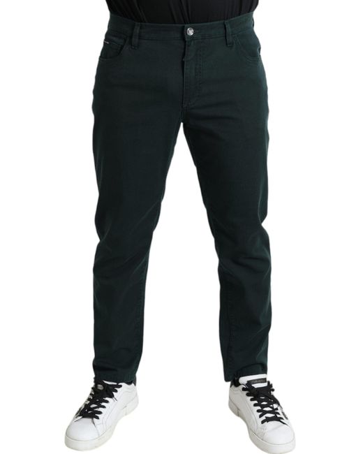 Dolce & Gabbana Black Green Cotton Stretch Skinny Men Denim Jeans for men