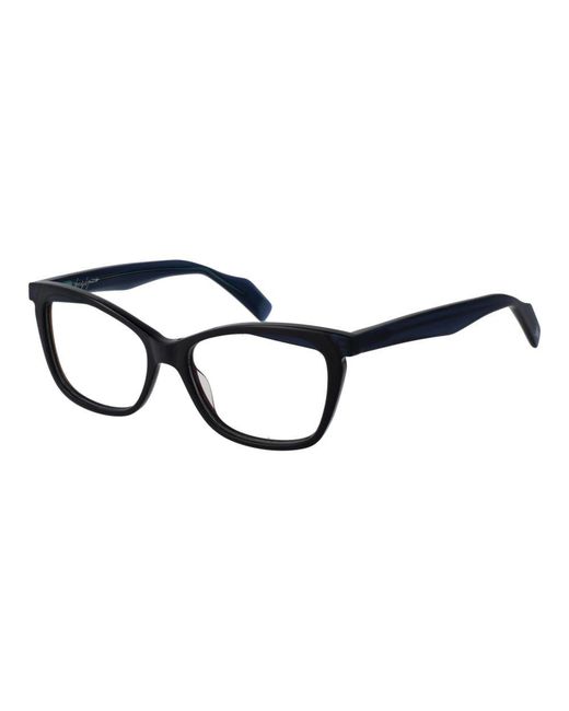 Yohji Yamamoto Black Blue Plastic Glasses (frames) for men