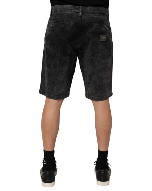 Dolce & Gabbana Black Cotton Mid Waist Denim Men Bermuda Short for men