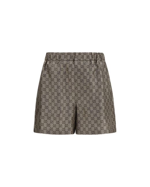 Gucci Gray Beige Silk Bermuda Shorts