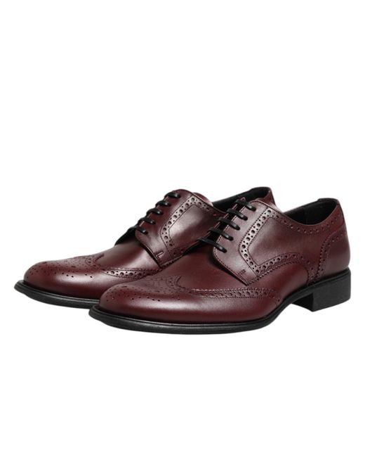 Dolce & Gabbana Brown Leather Lace Up Derby Dress Shoes for men