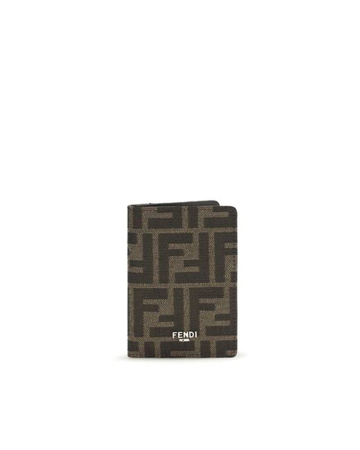 Fendi Gray Brown Calf Leather Bos Taurus Wallet for men
