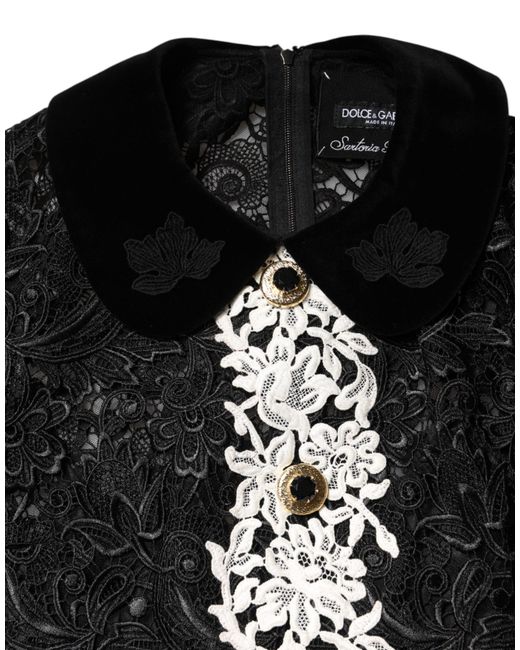 Dolce & Gabbana Black Floral Lace Embellished Mini Dress for men