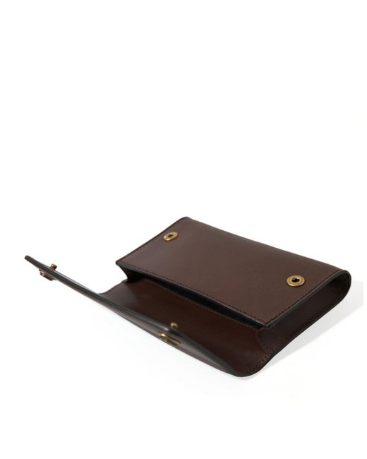 Dolce & Gabbana Brown Elegant Leather Shoulder Bag With Detailing