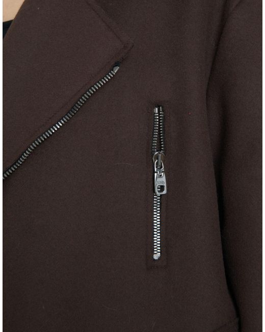 Dolce & Gabbana Black Coat Short Biker Wool Jacket