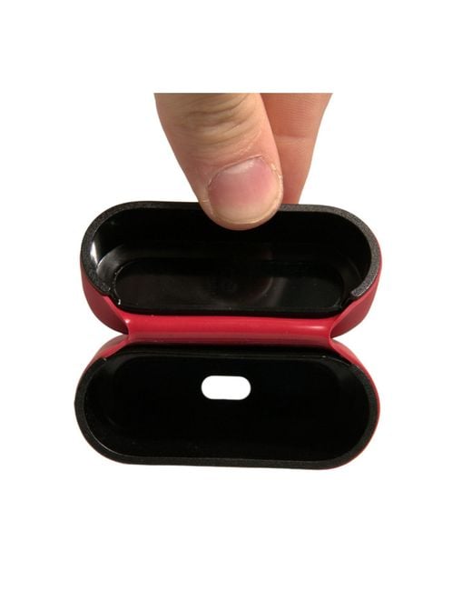 Dolce & Gabbana Red Pvc Embossed Logo Plaque Holder Airpods Case Polycarbonate Tu Accessory