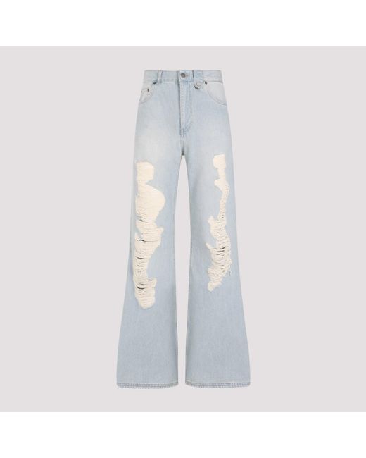 Egonlab Blue Destroyed Washed Denim Cotton Jeans for men