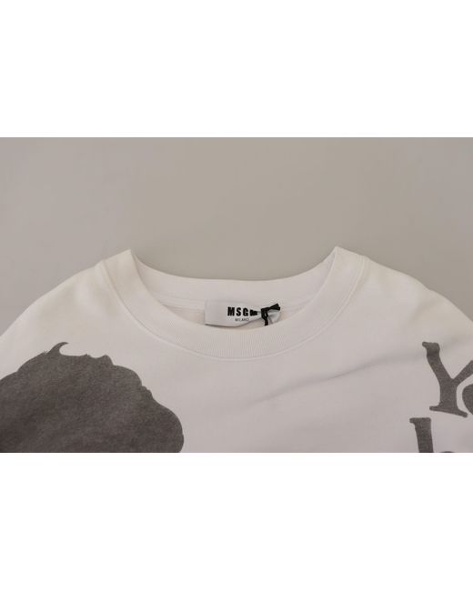 MSGM Gray Cotton Crewneck Pullover Sweatshirt Sweater for men
