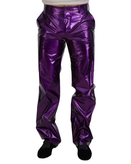 Dolce & Gabbana Purple Metallic Trousers Pt0118 for men
