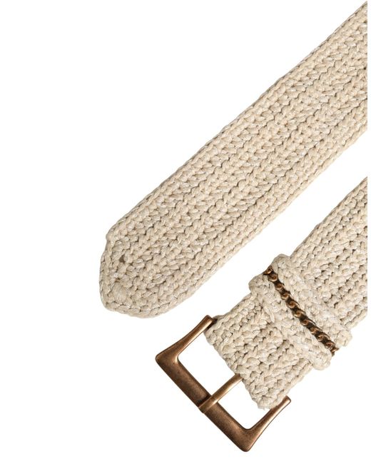 Ermanno Scervino Natural Beige Woven Vintage Metal Buckle Waist Belt