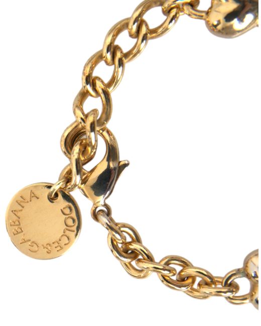 Dolce & Gabbana Metallic Gold Tone Brass Chain My Dog Heart Bracelet