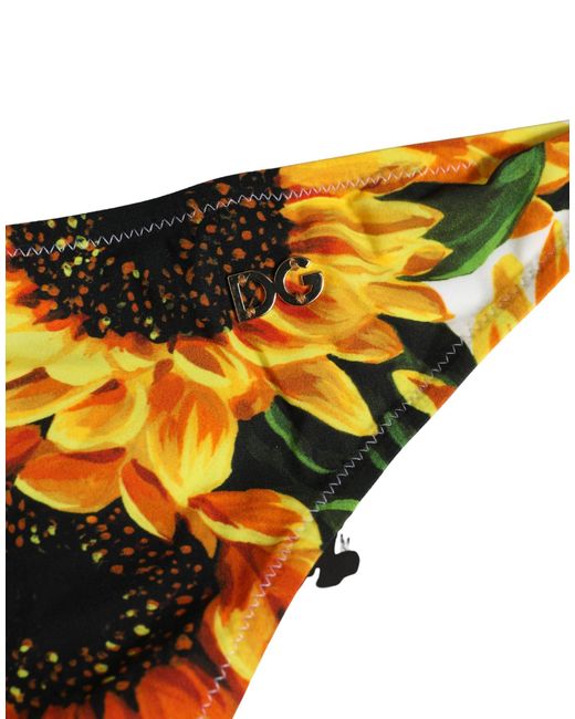 Dolce & Gabbana Yellow Nylon Sunflower Bikini Bottom Swimwear