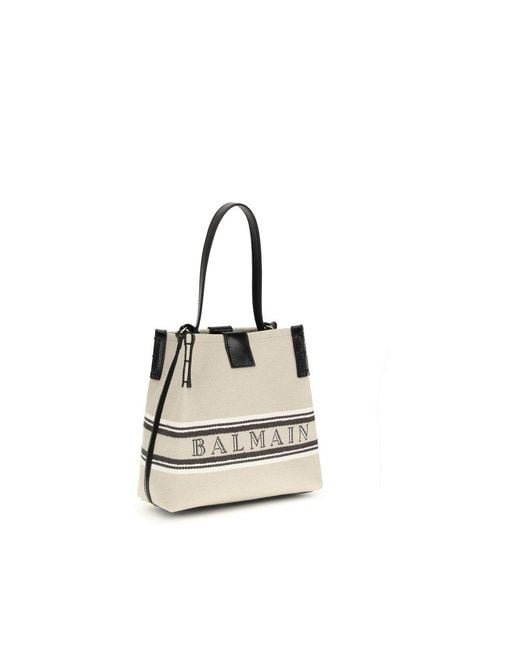 Balmain White Beige Cotton Shoulder Bag