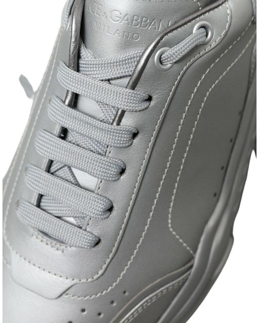 Dolce & Gabbana Gray Silver Daymaster Leather Men Casual Sneakers Shoes for men