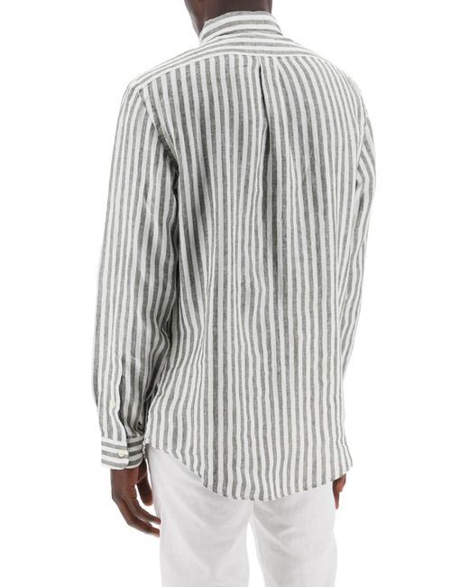 Polo Ralph Lauren White Striped Custom-Fit Shirt for men