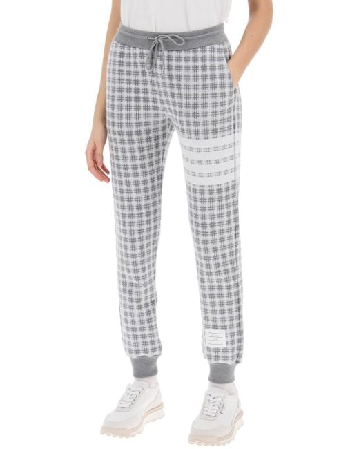 Thom Browne Gray 4 Bar Joggers In Check Knit